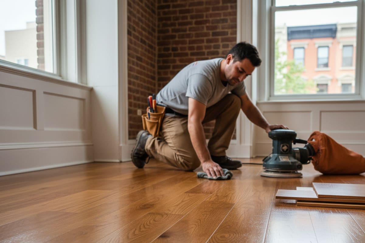Close-up of a thoroughly finished hardwood floor, demonstrating high craft quality